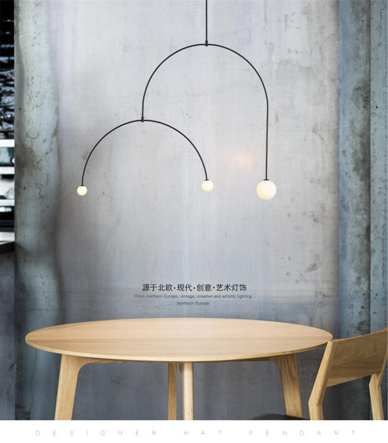 Black Gold Iron U Line Nordic Modern Chandelier