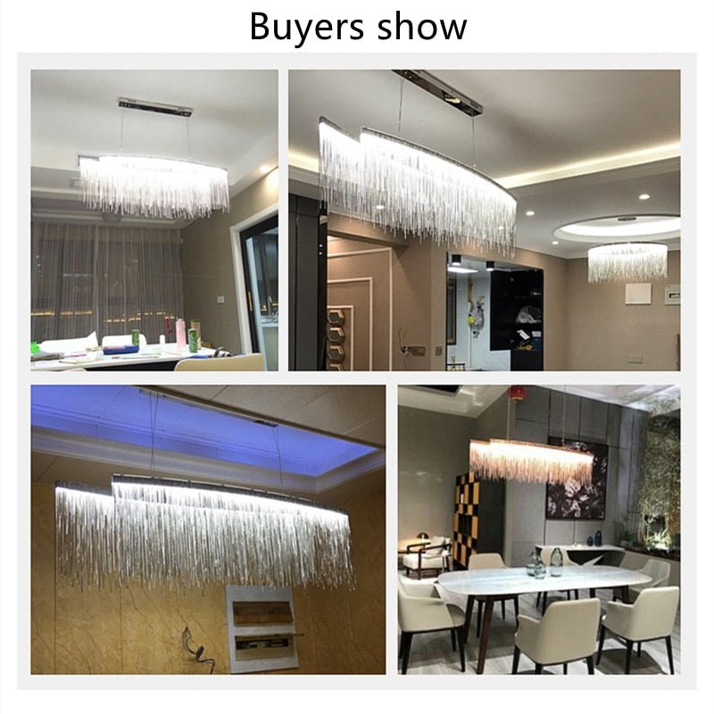 Aluminum Tassel Chandelier Waterfall Dimming LED Lighting - Querencian