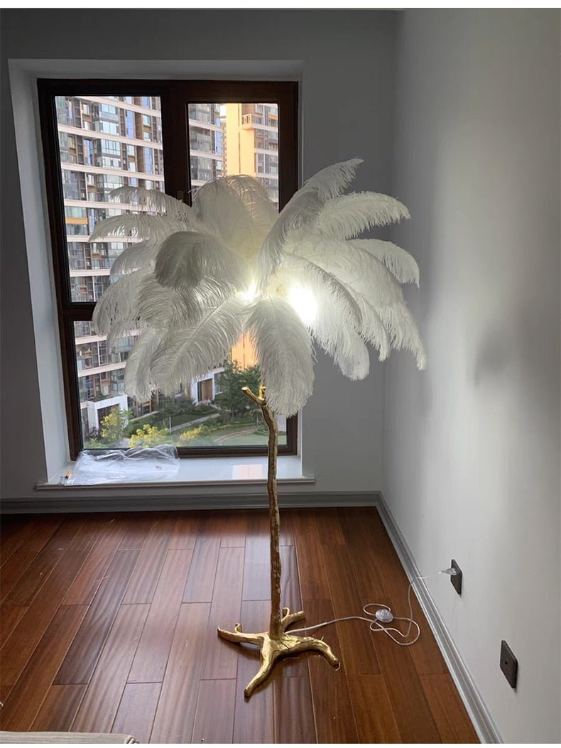 Nordic Ostrich Feather Led Floor Lamp - Querencian