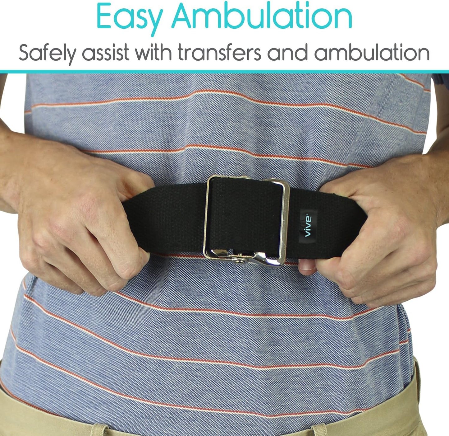 Gait Belt (60 Inch) - Transfer Assist Device for Caregiver, Nurse, Therapist, Seniors, Elderly, Bariatric, Occupational and Physical Therapy - Medical Nursing Safety - Walking & Standing Aid