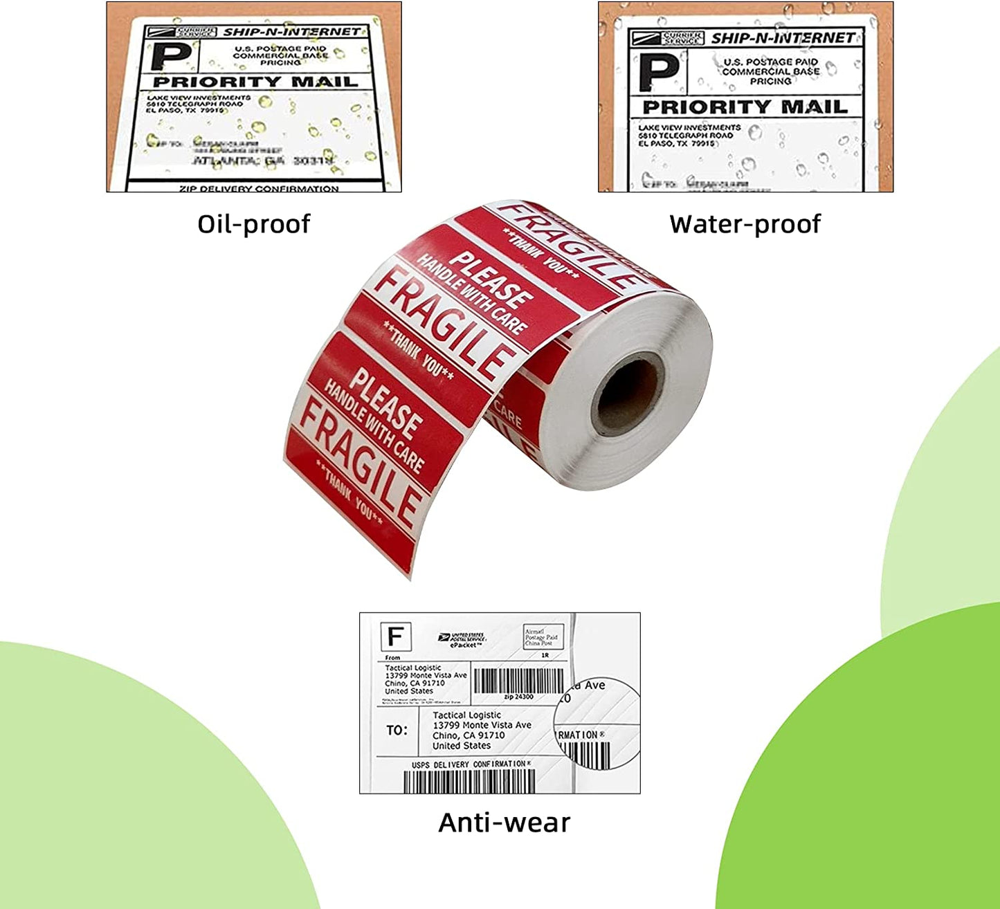 3" X 2" Fragile Stickers for Shipping and Moving Please Handle with Care Fragile Thank You Permanent Adhesive (2 Rolls, 1000 Labels)