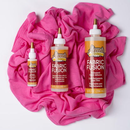Fabric Fusion Glue .66 Oz 3-Pack, Permanent and Washable Adhesive, Dries Flexible, Strong Bond on Fabrics, Clothing, Denim, Polyester, Cotton, Flannel Materials