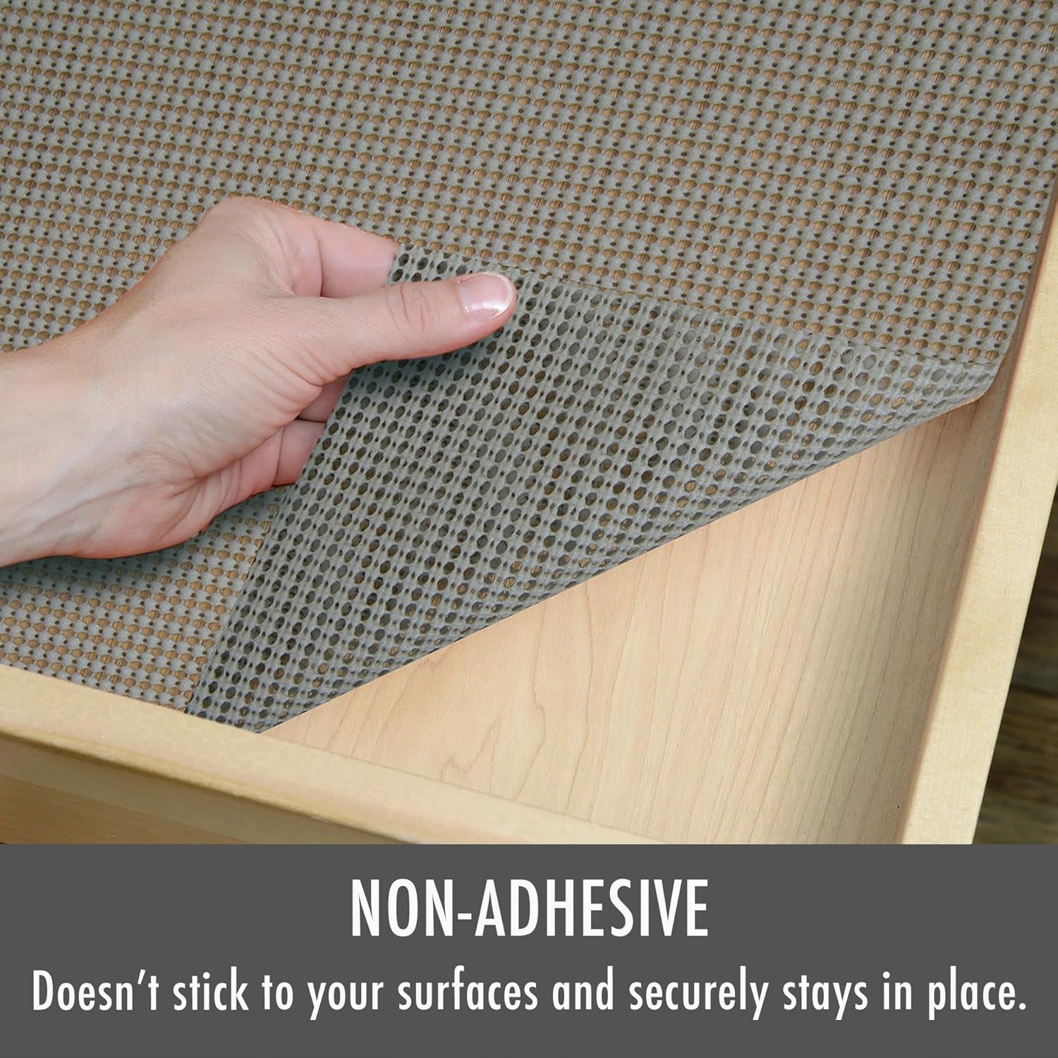 Brand Beaded Grip Durable Non-Adhesive Non-Slip Shelf and Drawer Liner, 12" X 20', Cool Gray