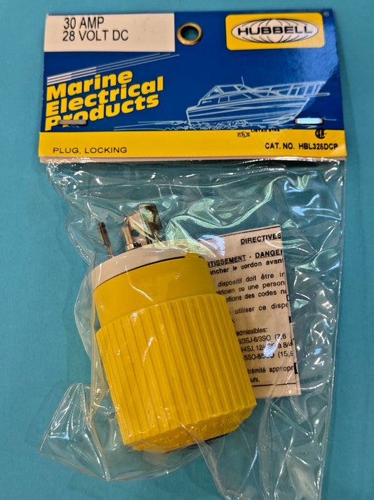 Hubbell Wiring Systems HBL328DCP Locking Plug, 30A, 28 VDC, Yellow