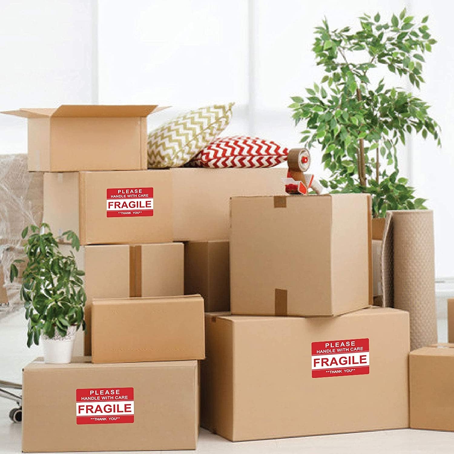 3" X 2" Fragile Stickers for Shipping and Moving Please Handle with Care Fragile Thank You Permanent Adhesive (2 Rolls, 1000 Labels)