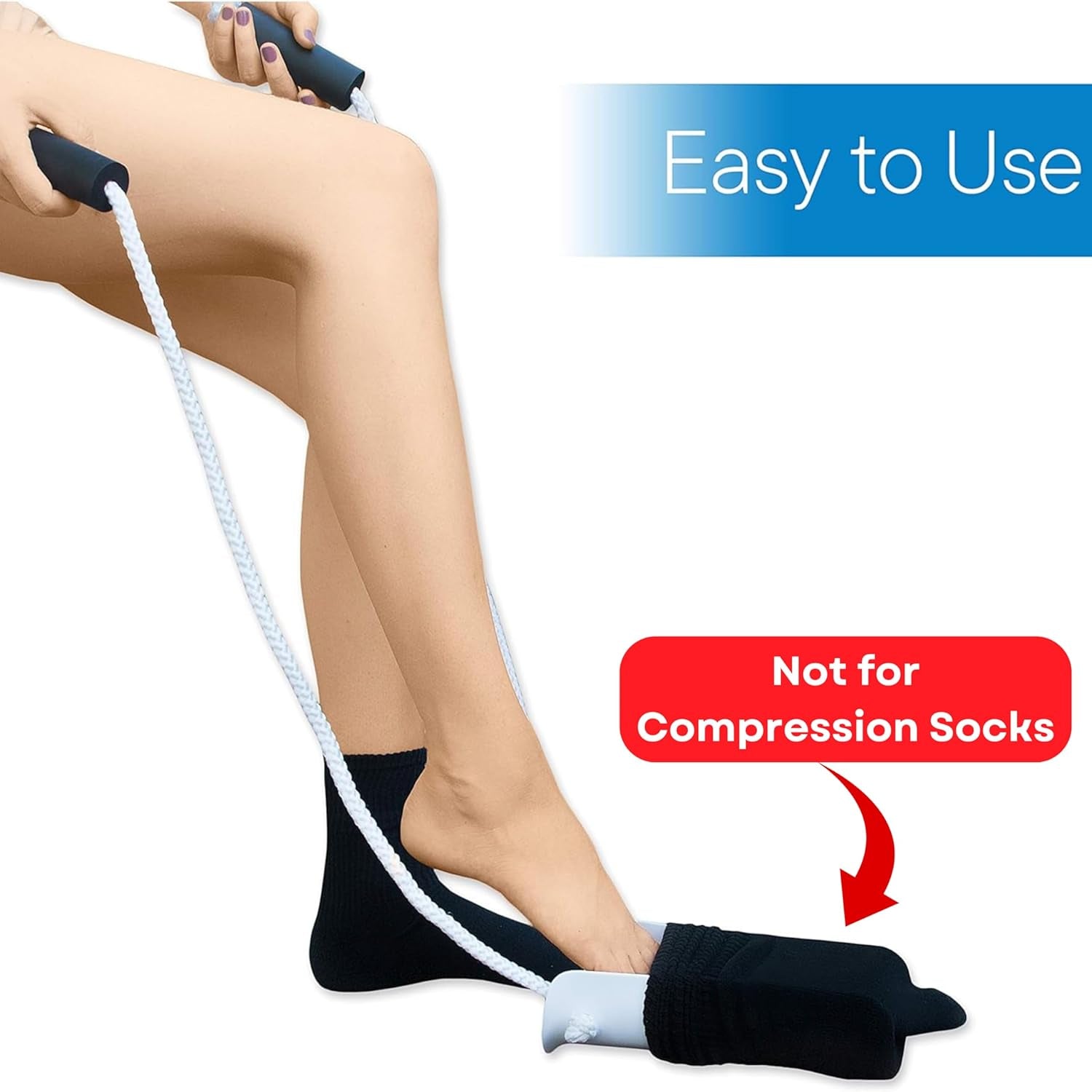 Deluxe Sock Aid - Socks Helper with Foam Handles (For Regular Socks)