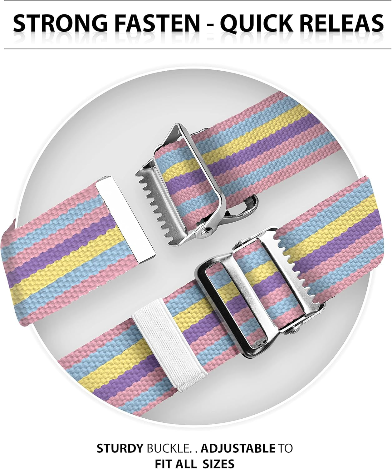 Gait Belts for Seniors, Belt to Lift Elderly Standing Assist Aid Quick Release Buckle for Caregivers, Nurses, Home Health Aides, Physical Therapists - 60" Pastel