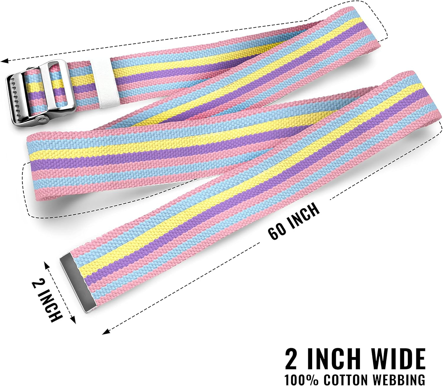 Gait Belts for Seniors, Belt to Lift Elderly Standing Assist Aid Quick Release Buckle for Caregivers, Nurses, Home Health Aides, Physical Therapists - 60" Pastel