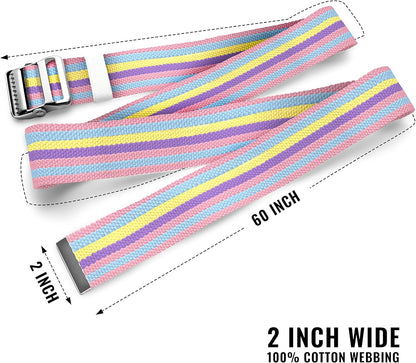 Gait Belts for Seniors, Belt to Lift Elderly Standing Assist Aid Quick Release Buckle for Caregivers, Nurses, Home Health Aides, Physical Therapists - 60" Pastel