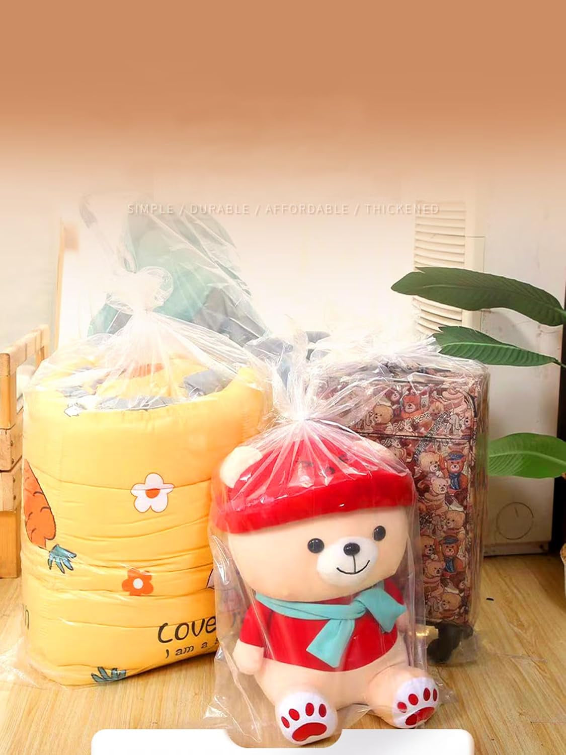 6PCS Extra Large Cellophane Bags, 30X40 Inches Clear Cellophane Wrap for Gift Baskets, Jumbo Huge Packaging Clear Gift Bags 2.8 Mil Thick
