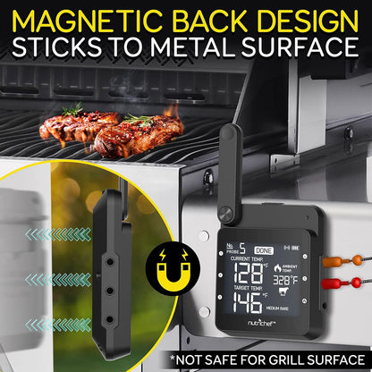 Smart BBQ Thermometer - Rechargeable Dual Probe System with Wifi & Bluetooth for Precise Grilling, Easy-To-Read Digital Display, Compatible with Any Smartphone for Outdoor Barbecue & Smoker
