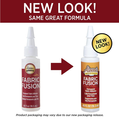 Fabric Fusion Glue .66 Oz, Nontoxic, Permanent and Washable Adhesive, Dries Flexible, Strong Bond on Fabrics, Clothing, Denim, Polyester, Cotton, Flannel Materials