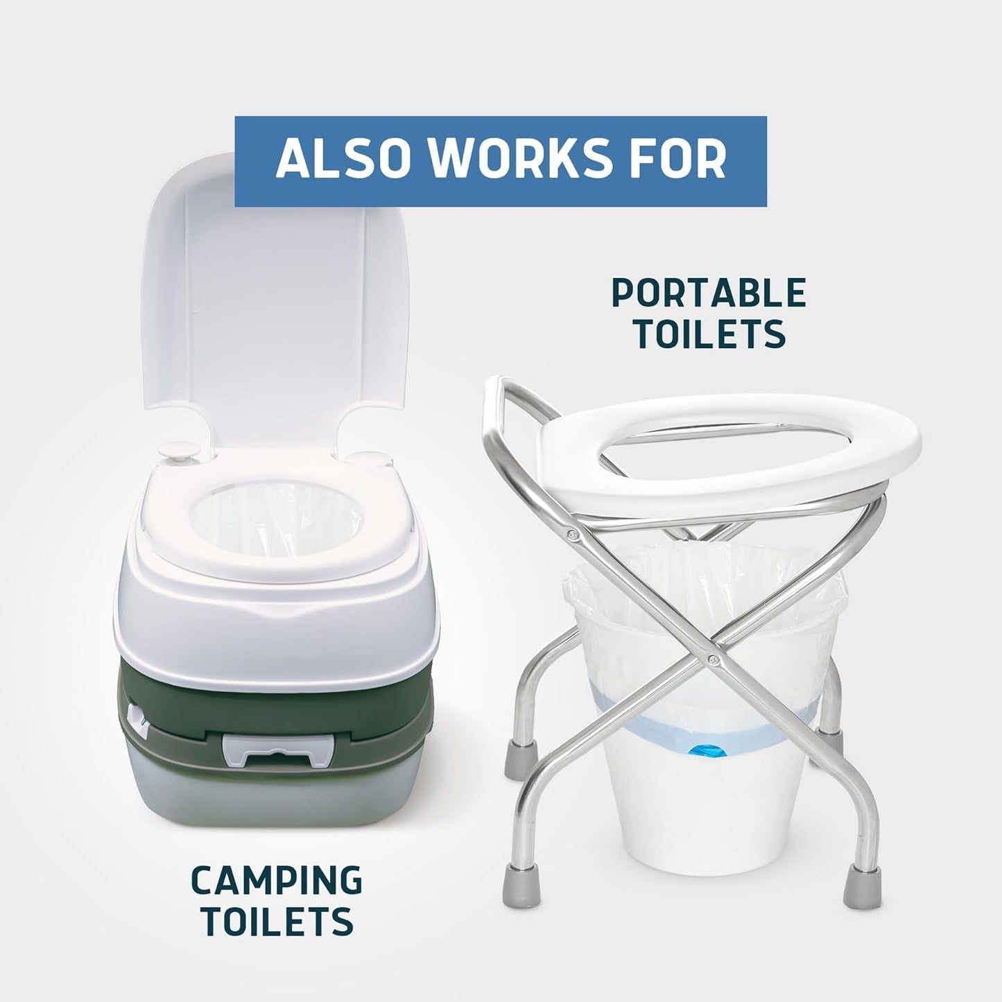 Commode Liners - Value Pack 50 Count Universal Fit - Medical Grade Bedside Commode Liners Disposable for Adult Commode Chair, Portable Toilet Bags or Camping Toilet Bags