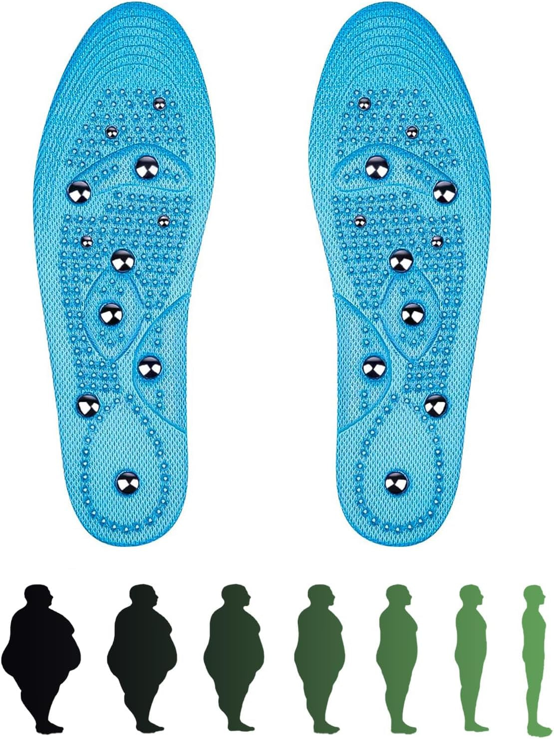 Magnetic Insoles, Magnetic Insoles for Acupressure, 1 Pair Shoe Insoles for Men and Women, Reflexology Orthopedic Insoles Plantar Fasciitis (Green, 35-40)