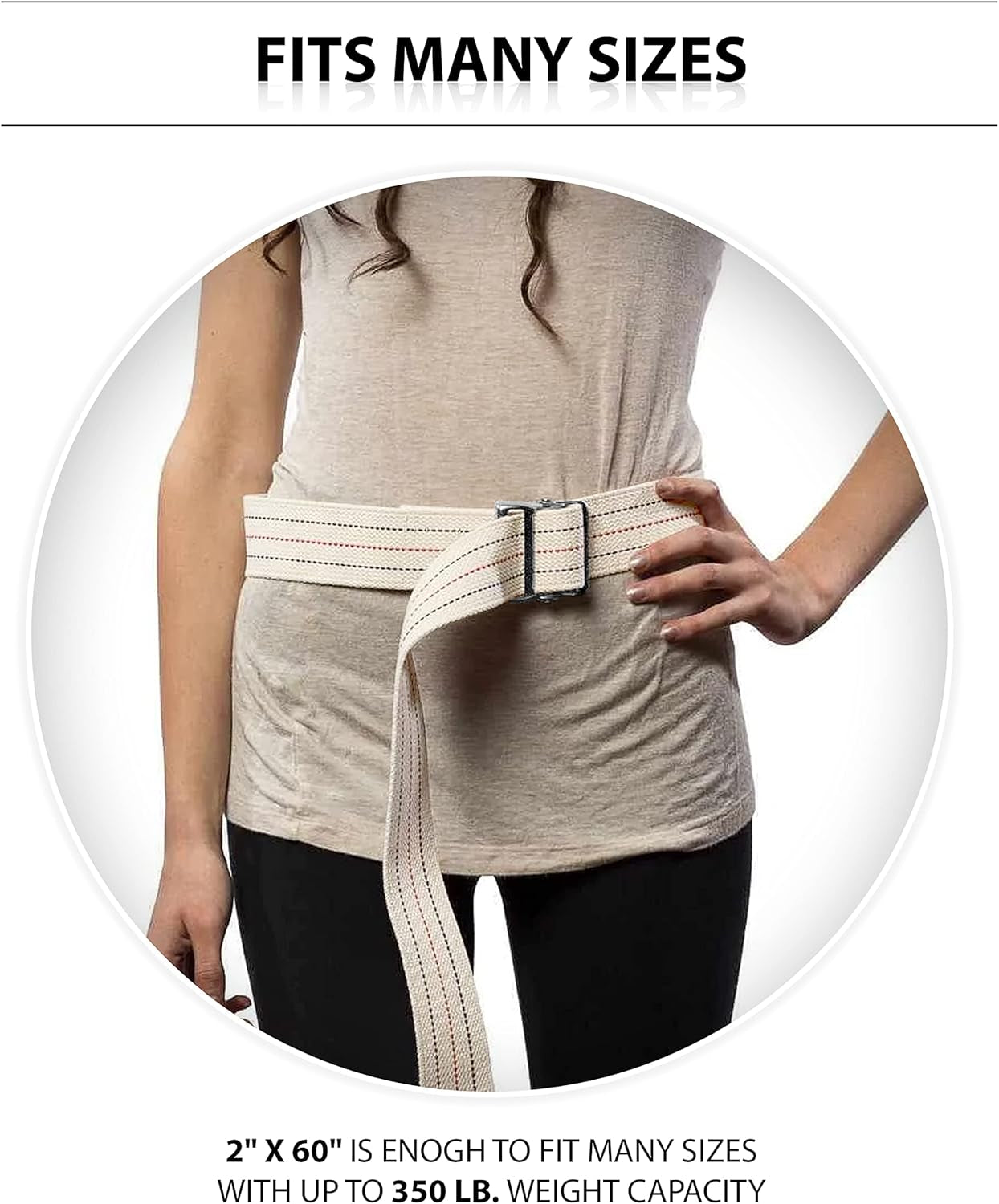 Gait Belts for Seniors, Belt to Lift Elderly Standing Assist Aid Quick Release Buckle for Caregivers, Nurses, Home Health Aides, Physical Therapists - 60" Beige