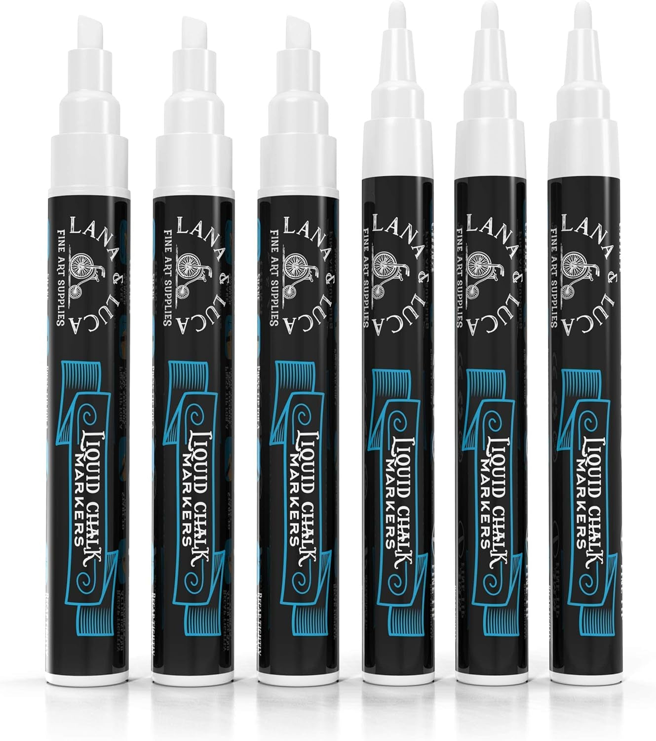 Liquid Chalk Marker Pen - White Dry Erase Marker - Chalkboard Signs, Windows, Blackboard, Glass (6 Pack) 3-6Mm Reversible Tip, 3-3Mm Fine Tip