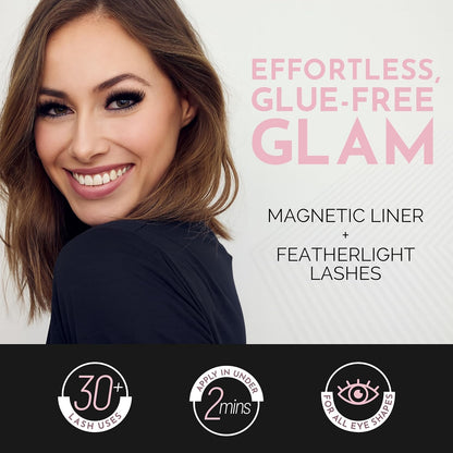 Magnetic Eyelashes Kit – 8 Piece (Clear & Black) Magnetic Eyelash & Eyeliner Set with Applicator – Natural Look Easy Apply Reusable Fake Extension Lashes, No Glue Magnéticas Naturales