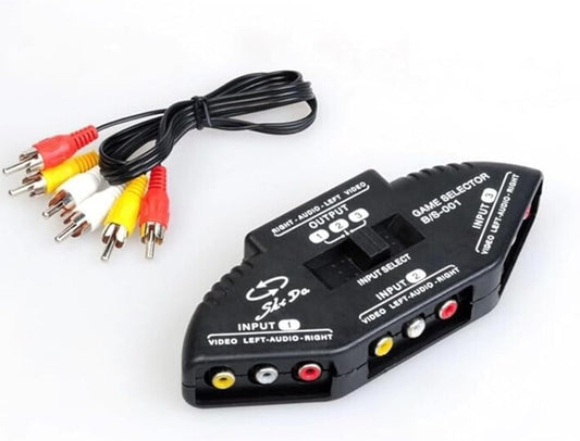 AV SWITCHER AV Switch 3 Way Outlets Converter Port Splitter RCA Audio Video AV Switch Box Game Selector (3 in 1 Out) for TV