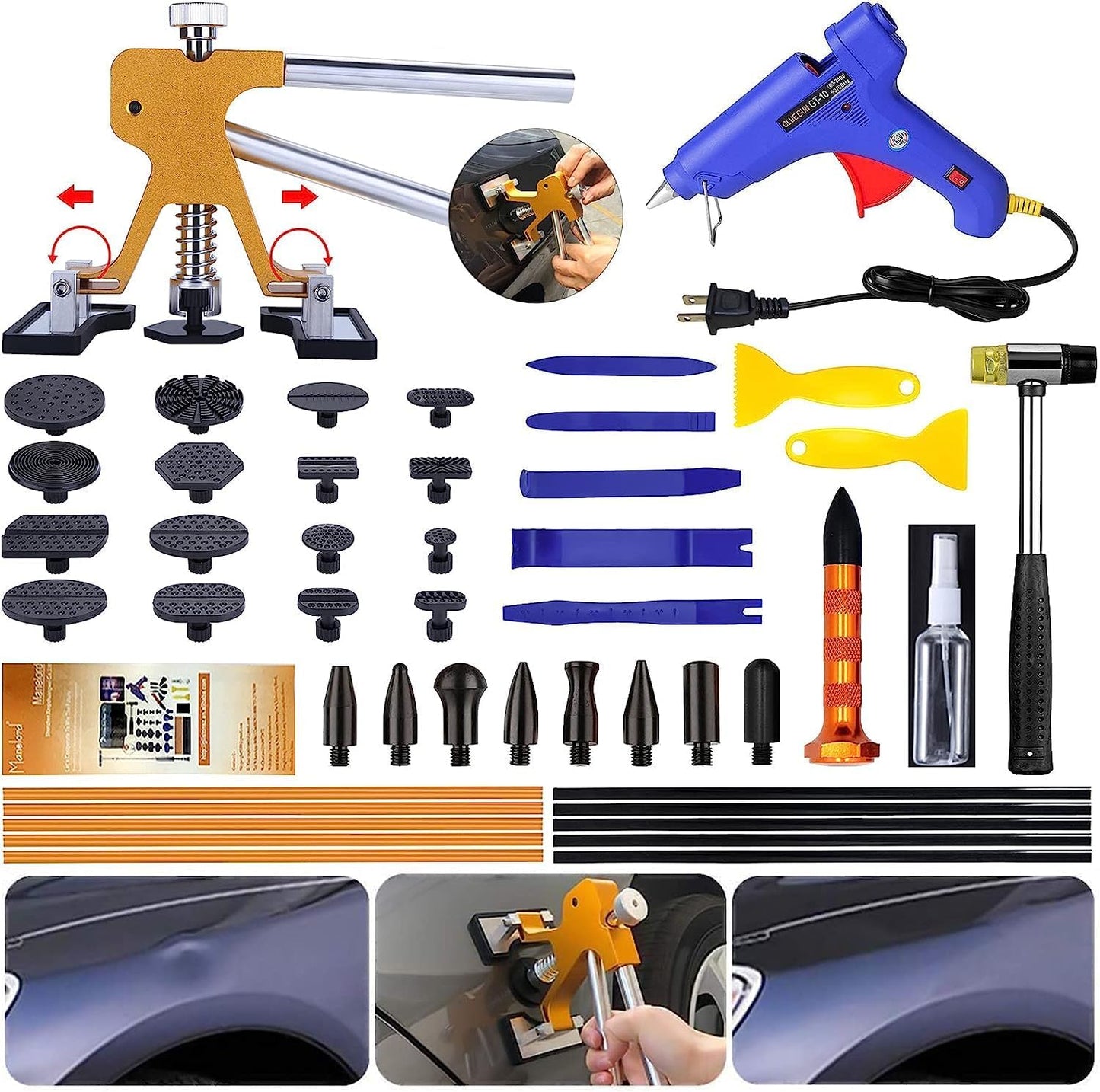 Auto Dent Puller Kit, Car Dent Removal Set, Paintless Dent Repair Tool for Automobile/Motorcycle/Refrigerator Body Dent