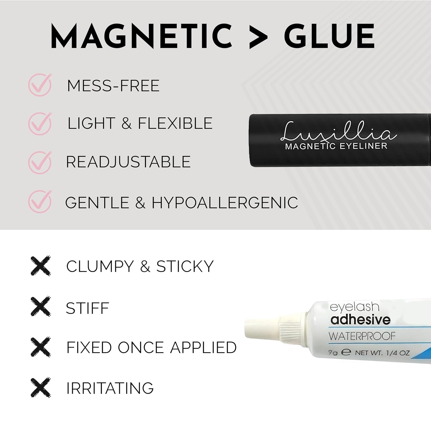 Magnetic Eyelashes Kit – 8 Piece (Clear & Black) Magnetic Eyelash & Eyeliner Set with Applicator – Natural Look Easy Apply Reusable Fake Extension Lashes, No Glue Magnéticas Naturales