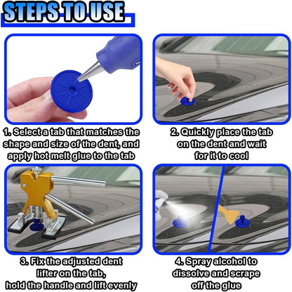 25PCS Car Dent Puller Kit, Car Body Dent Repair Tools, Paintless Dent Lifter Repair Tool Puller with 18 Tabs, Auto Dent Removal Kit for Car DIY Body Work