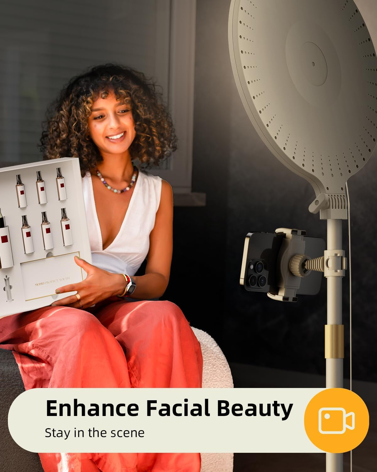 10.5" Ring Light with Stand and Phone Holder - 72" Tripod for Iphone with Light, Professional Led Ringlight for Video Recording/Make Up/Streaming, Full Screen Light Ring for Youtube, Tiktok (White)