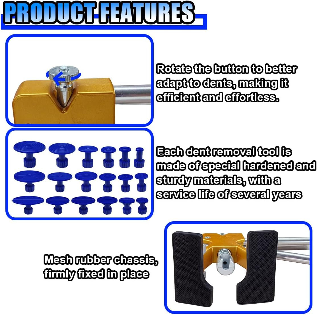 25PCS Car Dent Puller Kit, Car Body Dent Repair Tools, Paintless Dent Lifter Repair Tool Puller with 18 Tabs, Auto Dent Removal Kit for Car DIY Body Work