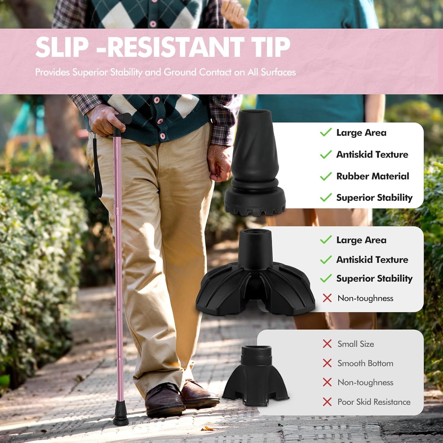G2 Walking Stick, Fold-Up Walking Cane for Women and Men with Wrist Strap, Portable, Foldable, Collapsible, Lightweight and Sturdy with Comfortable T Handle