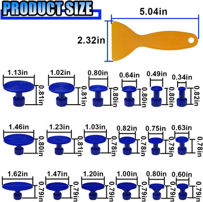 25PCS Car Dent Puller Kit, Car Body Dent Repair Tools, Paintless Dent Lifter Repair Tool Puller with 18 Tabs, Auto Dent Removal Kit for Car DIY Body Work