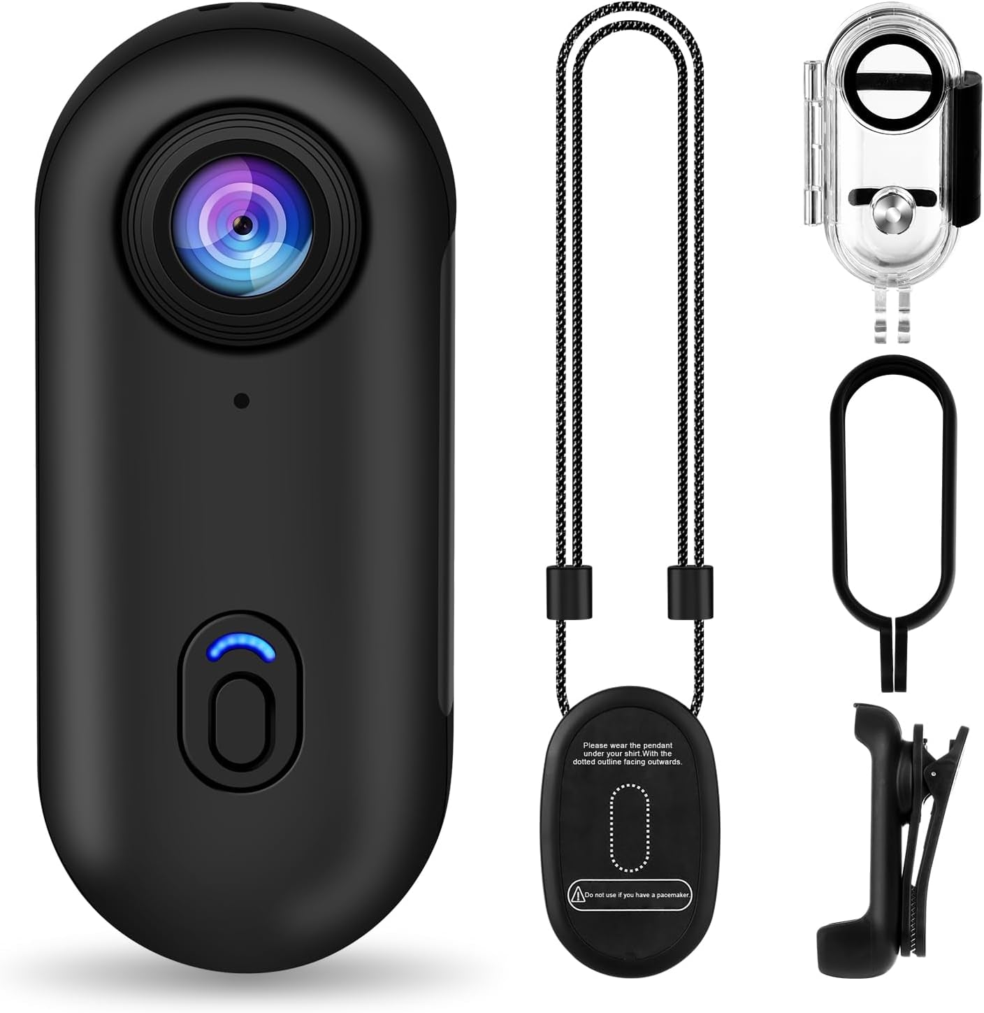 I3 4K Thumb Action Camera,Tiny Size, Mount Anywhere,Small Body Camera with Spring Clip,Portable Vlogging,Hands-Free POV Recording,Helmet Cam for Cycling,Motorcycle (With 128G-Card, Black)