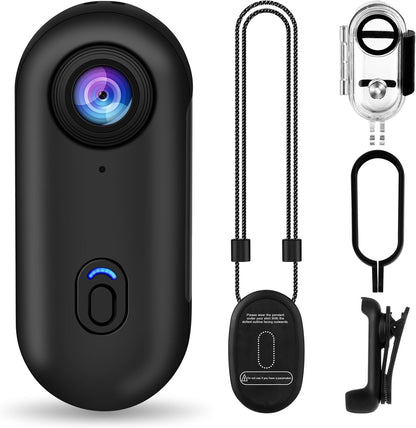 I3 4K Thumb Action Camera,Tiny Size, Mount Anywhere,Small Body Camera with Spring Clip,Portable Vlogging,Hands-Free POV Recording,Helmet Cam for Cycling,Motorcycle (With 128G-Card, Black)
