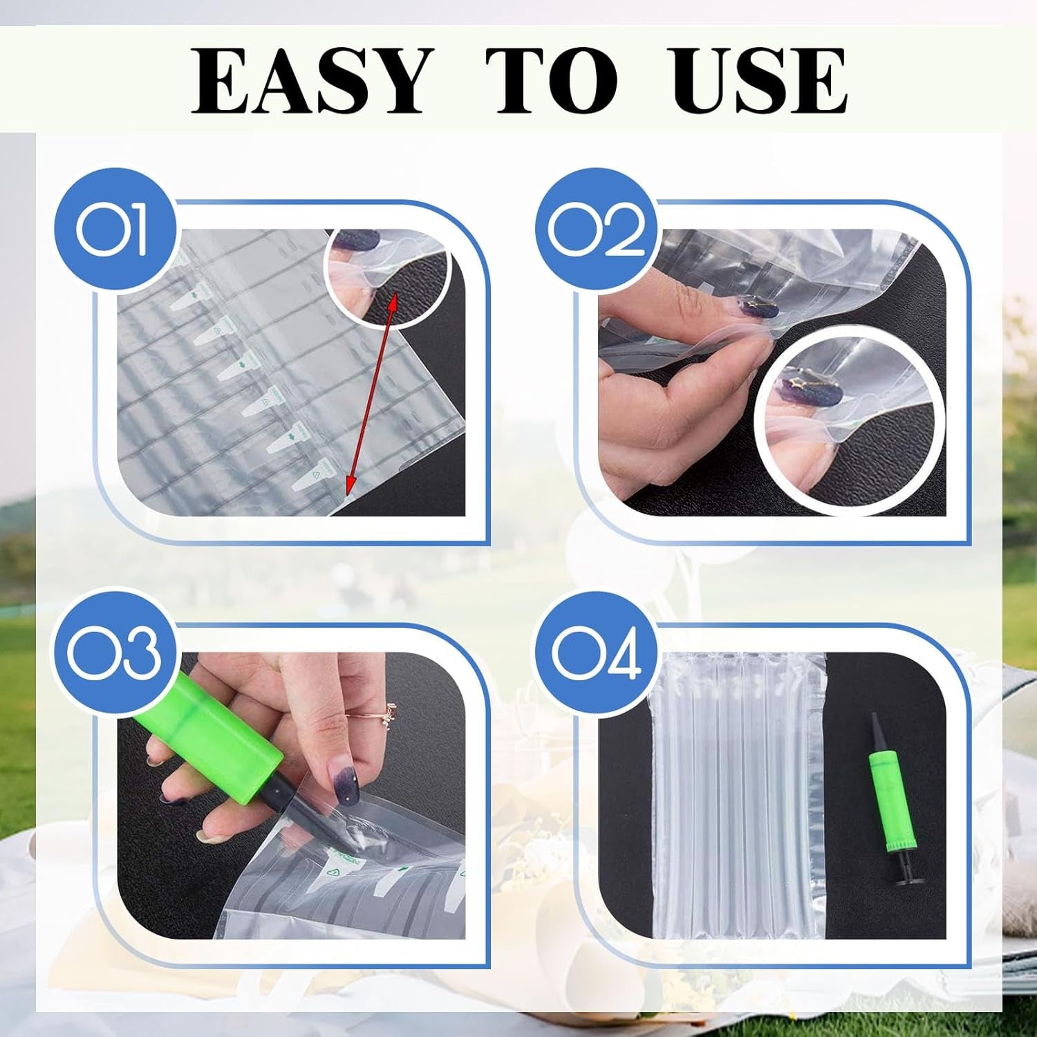 Wine Bottle Protector Travel Bags, 100 Packs Inflatable Air Column Packaging Bubble Cushion Wrap for Suitcase Luggage Airplane, Safety Shipping