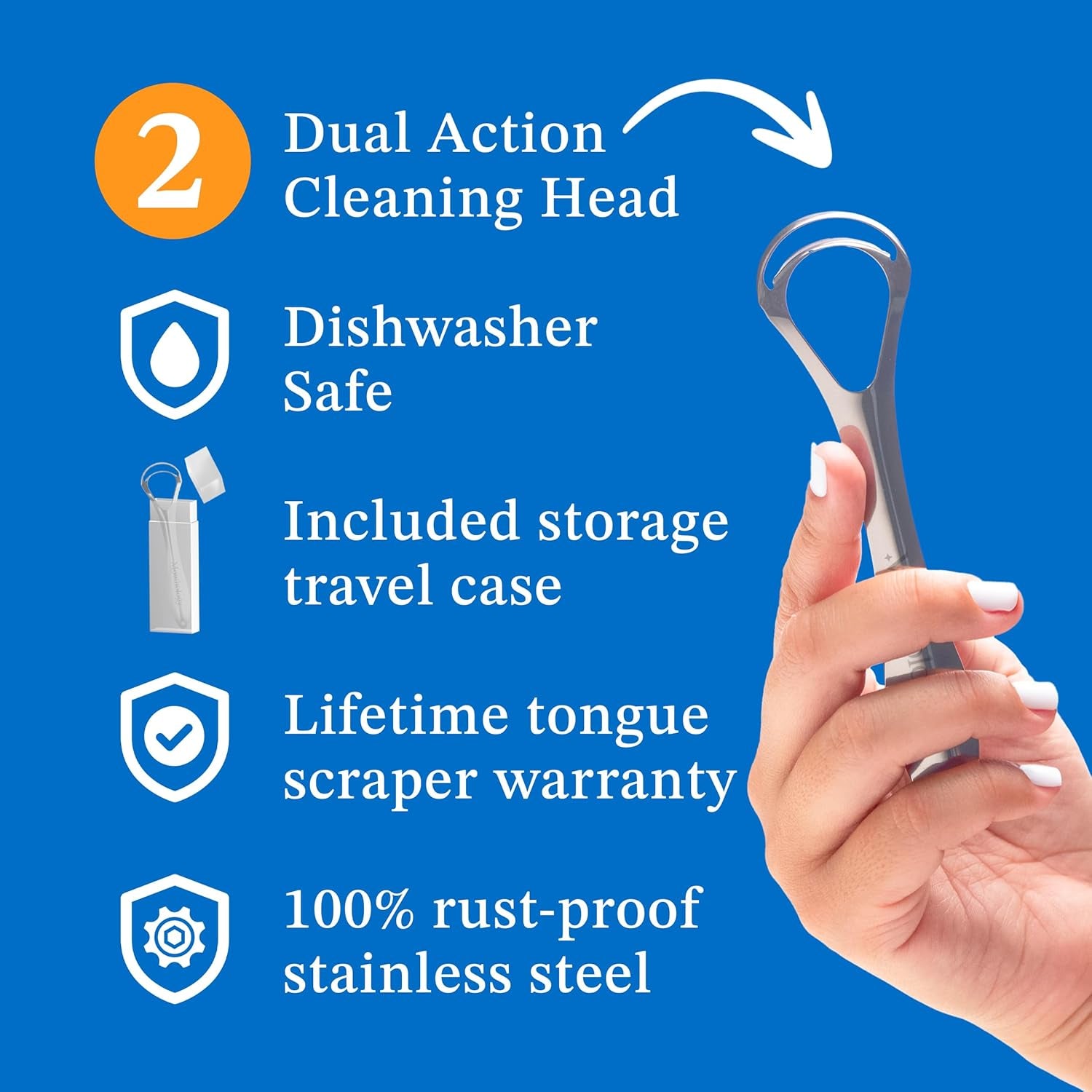 Tongue Scraper for Adults (2 Pack), Reduce Bad Breath, Metal Tongue Scraper, Tongue Cleaner, Tongue Scraper, Stainless Steel Tongue Scraper, Tongue Cleaner for Adults, Tongue Scrubber