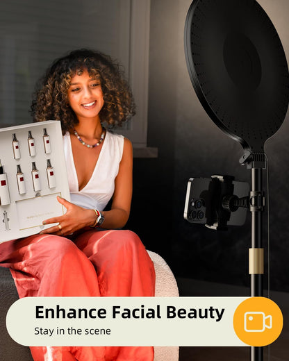 10.5" Ring Light with Stand and Phone Holder - 69" Tripod for Iphone with Light, Professional Led Ringlight for Video Recording/Make Up/Streaming, Full Screen Light Ring for Youtube, Tiktok (Black)