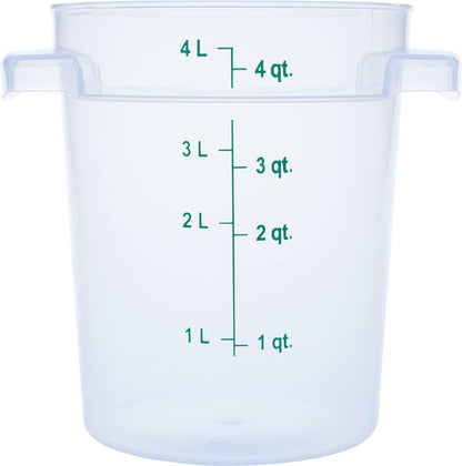 Storplus round Food Storage Container with Stackable Design for Catering, Buffets, Restaurants, Polypropylene (Pp), 4 Quart, Clear