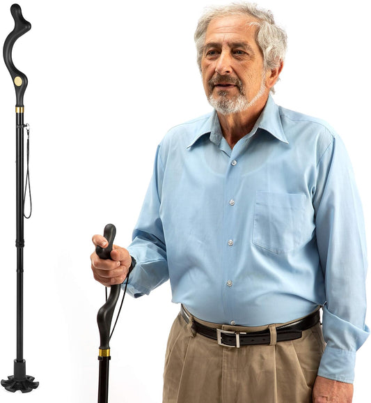 Walking Cane for Men and Women - Special Balancing Stick with 10 Adjustable Heights - Self Standing, Folding, Portable, Collapsible, and Comfortable