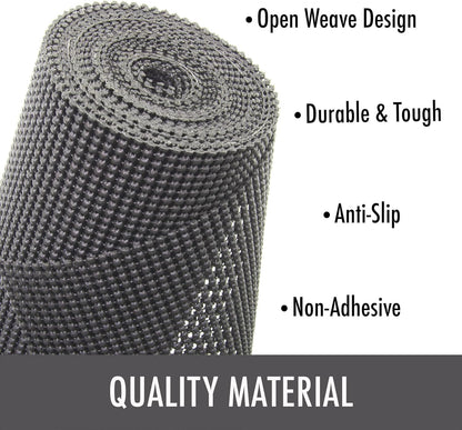 Brand Beaded Grip Durable Non-Adhesive Non-Slip Shelf and Drawer Liner, 12" X 20', Cool Gray