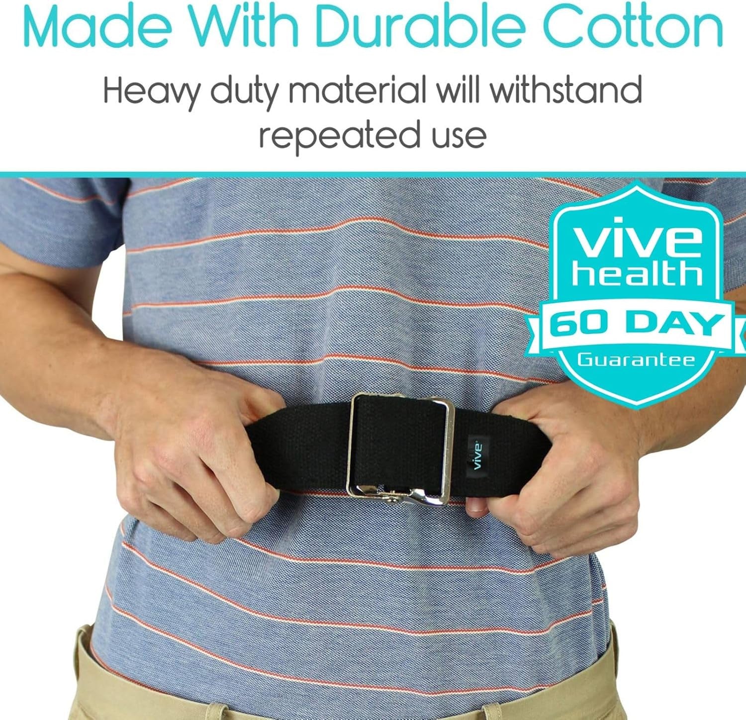Gait Belt (60 Inch) - Transfer Assist Device for Caregiver, Nurse, Therapist, Seniors, Elderly, Bariatric, Occupational and Physical Therapy - Medical Nursing Safety - Walking & Standing Aid