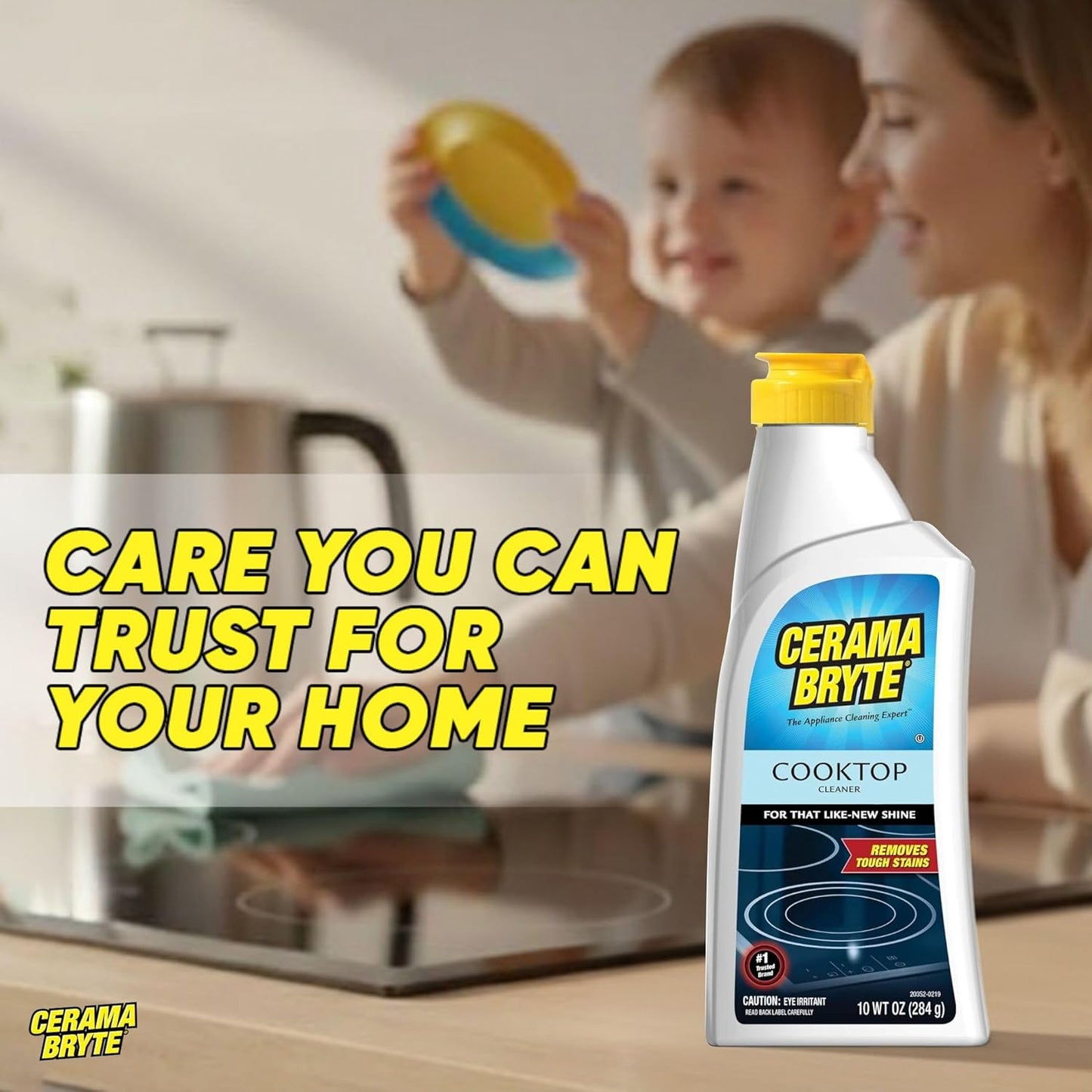 Glass Cooktop and Stove Top Cleaner Combo Kit - Includes Cleaning Tool, Razor, Scraper and 1 Pad to Remove Tough Stains - Use on Gas, Electric, Ceramic Surfaces, 10 Ounces, 4 Piece