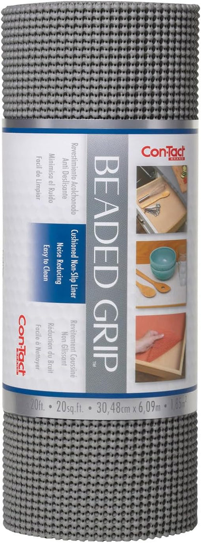 Brand Beaded Grip Durable Non-Adhesive Non-Slip Shelf and Drawer Liner, 12" X 20', Cool Gray