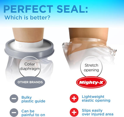 100% Waterproof Cast Covers for Shower Leg - 2Pk - Tight Seal - Reusable Adult Half Leg Cast Protectors - Knee, Ankle, Foot - after Surgery Bandage and Dressing Cast Bag for Wounds and Burns