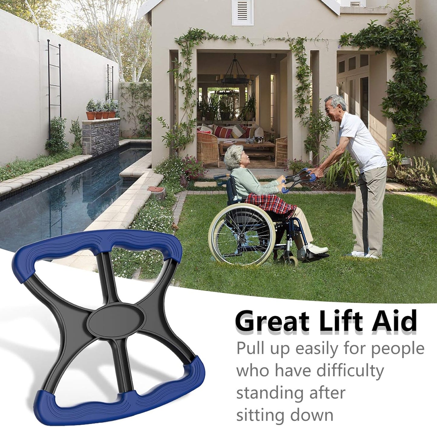 Lift Assists Standing Aid-Handicap Bar with None Slip Grip Handles, Portable Lift Aid to Transfer Elderly, Senior, Bariatric, Patient or Disabled Assists Caregiver or Nurse, as Seen on TV - Blue