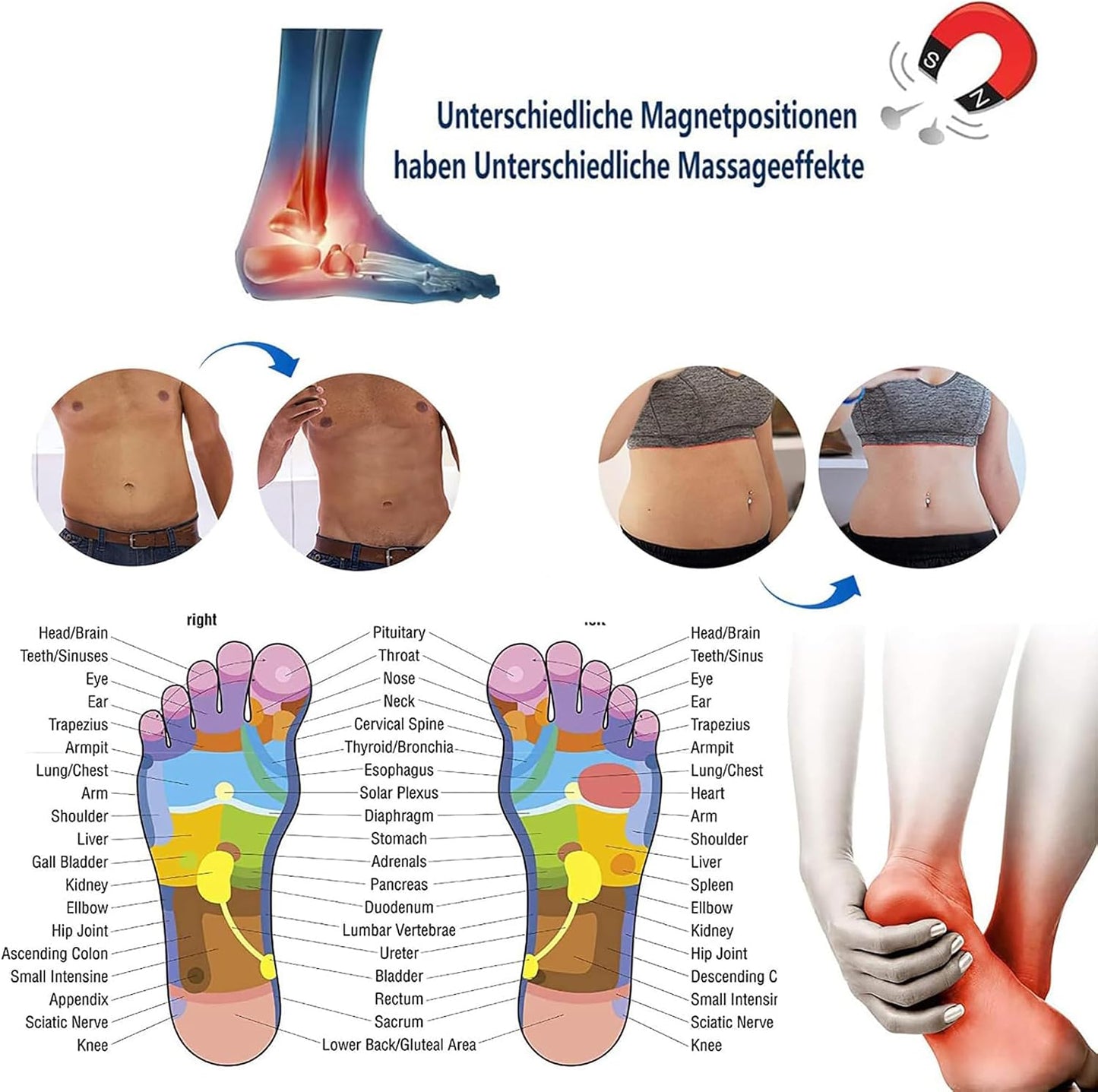 Magnetic Insoles, Magnetic Insoles for Acupressure, 1 Pair Shoe Insoles for Men and Women, Reflexology Orthopedic Insoles Plantar Fasciitis (Green, 35-40)