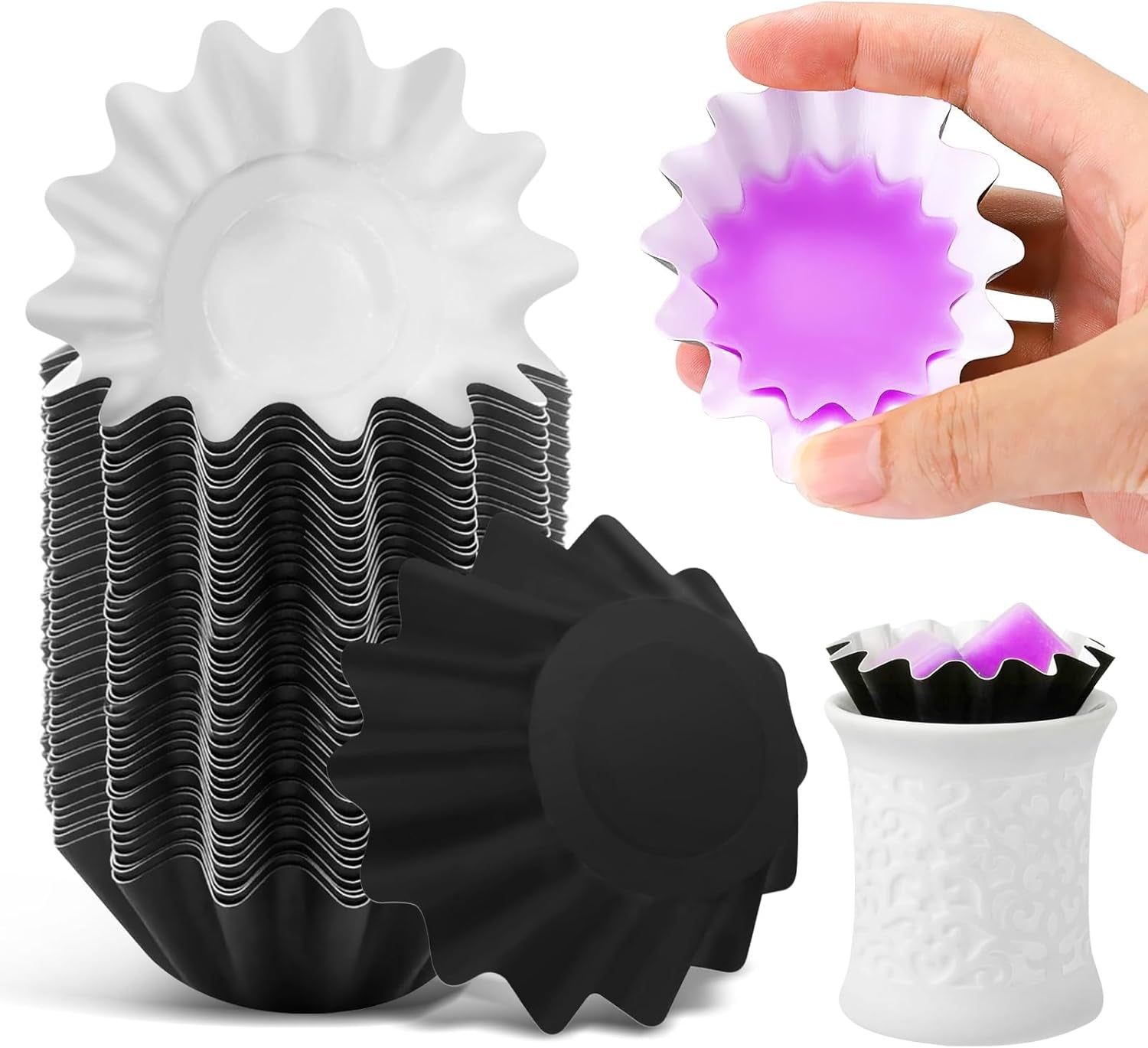 50Pcs Black Wax Melt Liners - Reusable, Leakproof, Easy Clean for Wax Burner, Wax Melters, Candle Warmers and Electric Wax Warmers