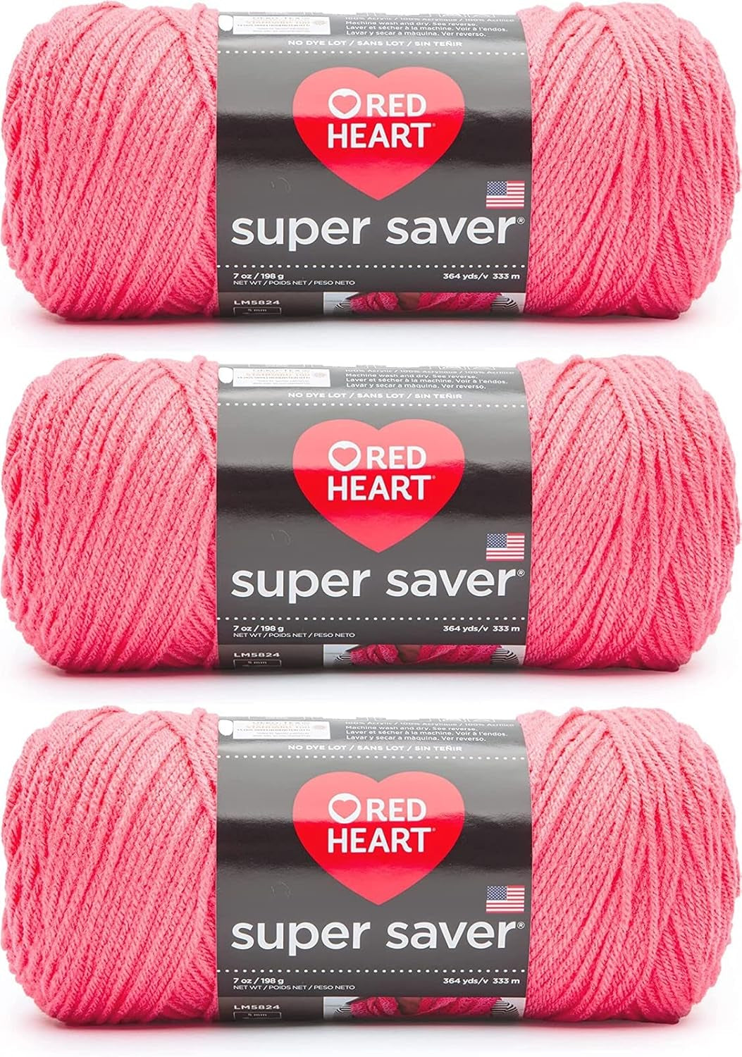Super Saver Persimmon Yarn - 3 Pack of 7Oz/198G - Acrylic - 4 Medium (Worsted) - 364 Yards - Knitting/Crochet