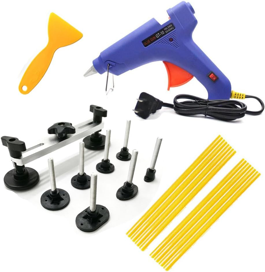 Car Auto Paintless Dent Repair Remover Tool Kits for Hail Damage Door Ding Removal Bridge Dent Puller Kit with Glue Gun and Glue Sticks (18Pcs)