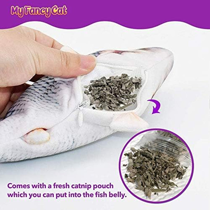 Moving Cat Kicker Fish Toy, Realistic Flopping, Wiggle Fish Catnip Toys, Motion Kitten Toy, Plush Interactive Cat Toys, Fun Toy for Cat Exercise (Unique, Carp)