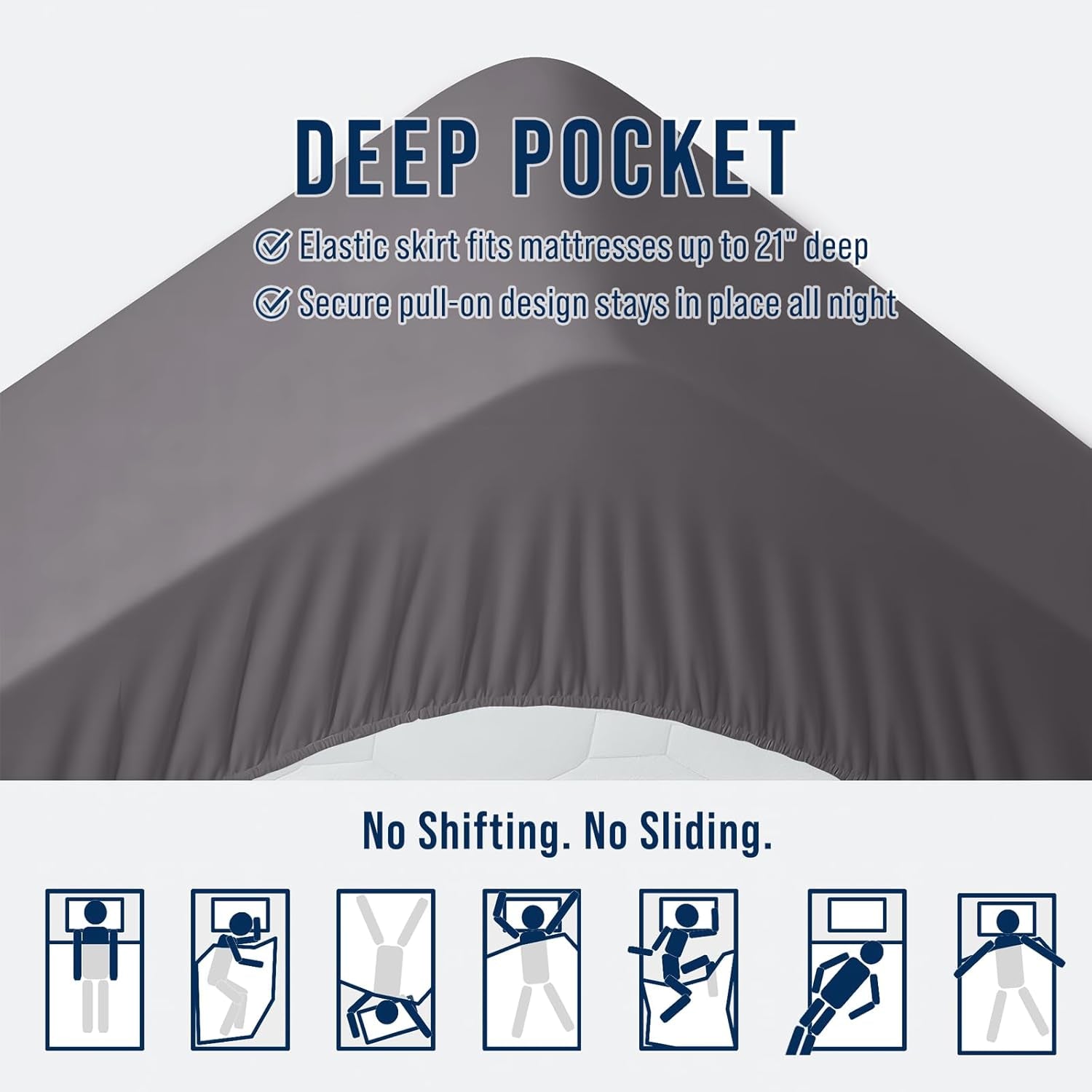 Full Quilted Fitted Mattress Pad – Soft down Alternative Pillow Top Mattress Topper, Cooling Comfort Breathable Mattress Cover, Machine Washable Deep Pocket Mattress Protector, Dark Grey