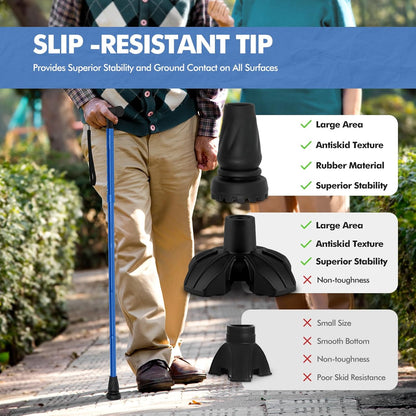 G2 Walking Stick, Fold-Up Walking Cane for Women and Men with Wrist Strap, Portable, Foldable, Collapsible, Lightweight and Sturdy with Comfortable T Handle