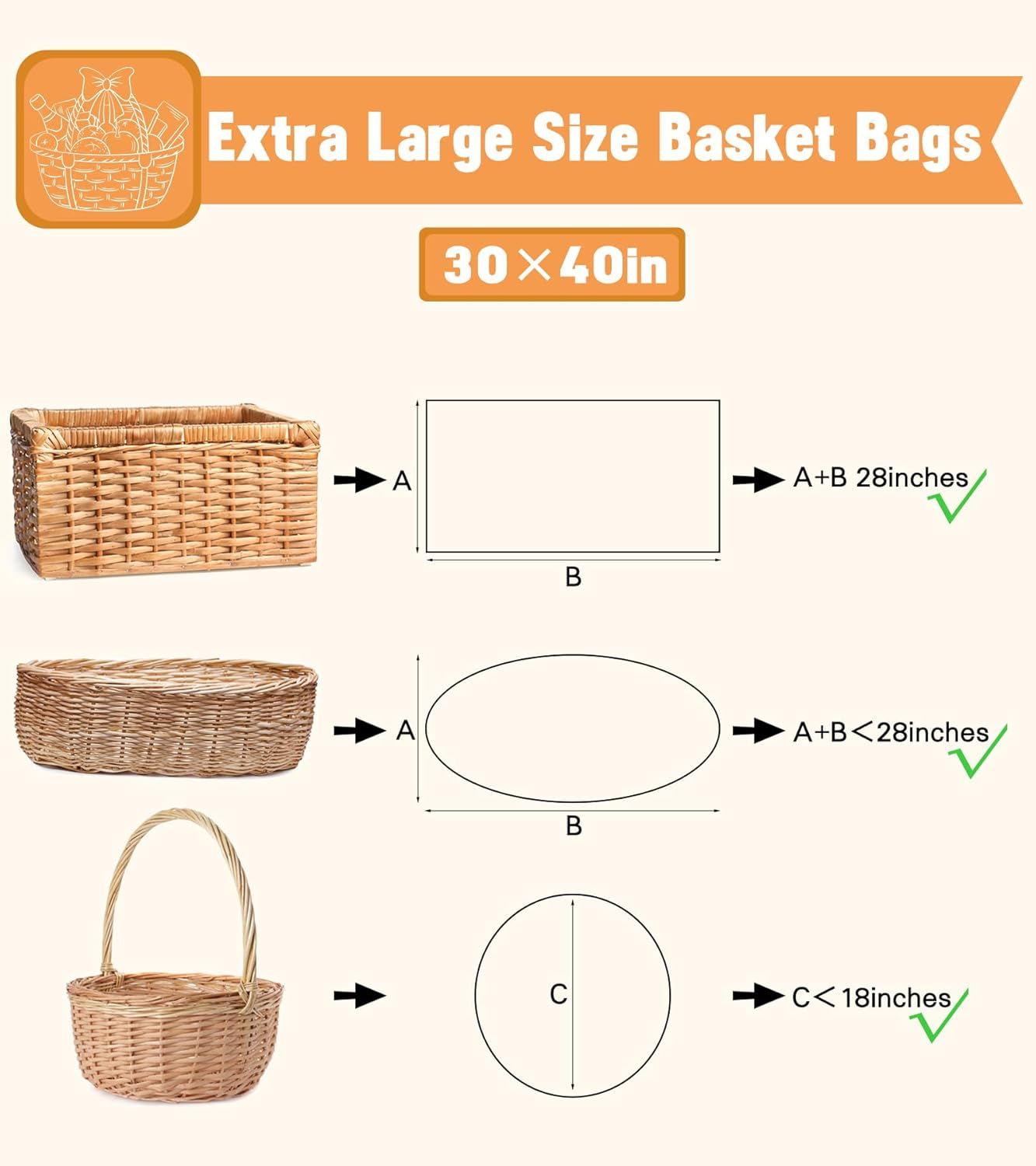 6PCS Extra Large Cellophane Bags, 30X40 Inches Clear Cellophane Wrap for Gift Baskets, Jumbo Huge Packaging Clear Gift Bags 2.8 Mil Thick
